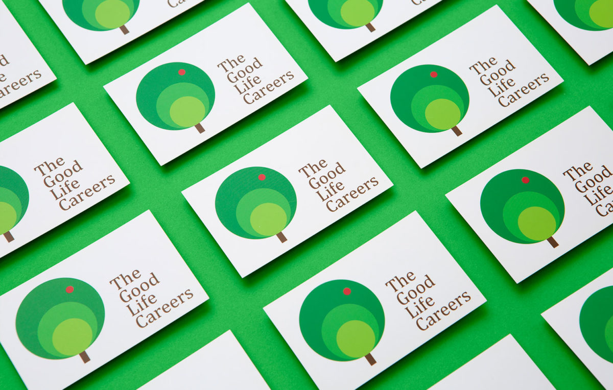 Newly re branded and redesigned business cards for the good life careers