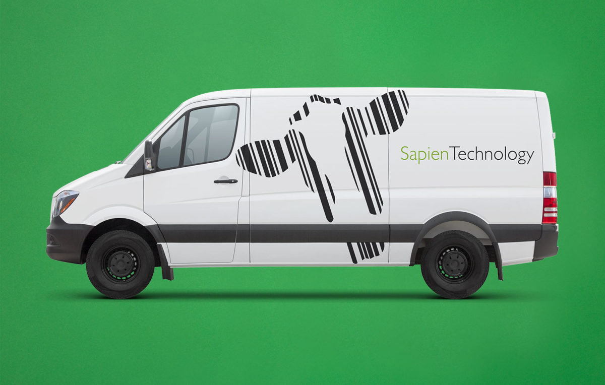 this is an image of a van with Sapien branding on it