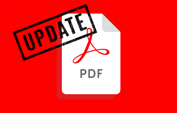 an image of a PDF file, with a stamp on top that says update